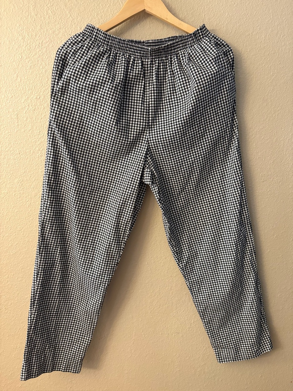 Alfred Dunner Black White Gingham Pull On Pants Women's 12 Elastic Waist 90s
